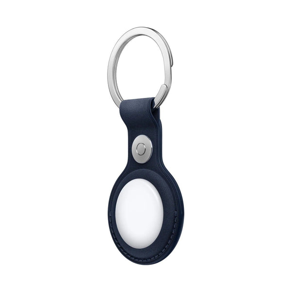 حلقة مفاتيح FineWoven لجهاز Apple AirTag، لون أزرق داكن - حامل متعقب بنسيج ميكرو تويل