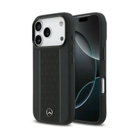 Mercedes-Benz iPhone 17 Pro Perforated Leather Case - Black Star Logo