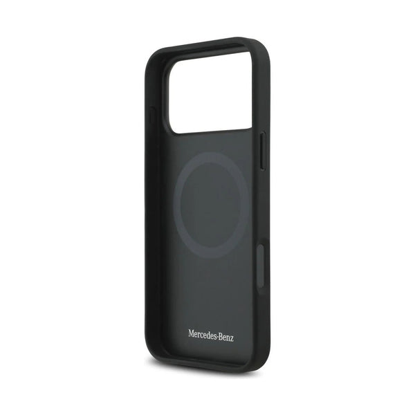 Mercedes-Benz iPhone 17 Pro Max Leather Star Pattern Stripes MagSafe Case - Black