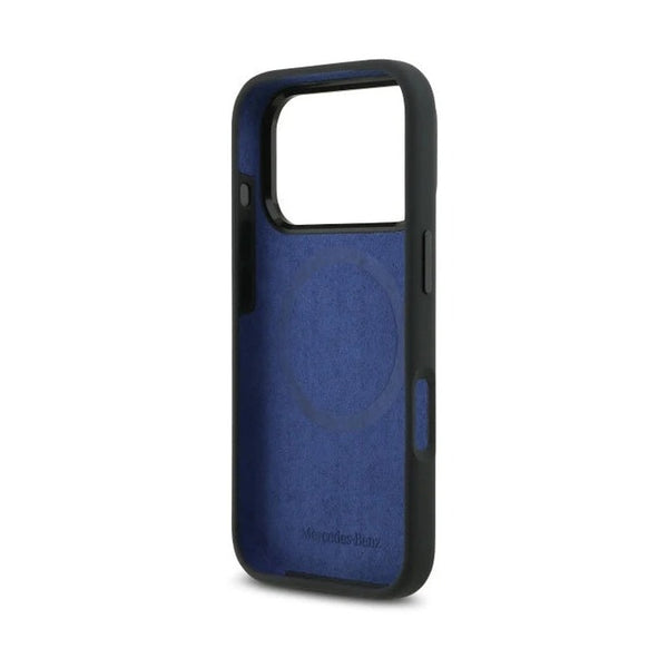 Mercedes-Benz iPhone 17 Pro Max Silicone Leather Star Pattern MagSafe Case - Black