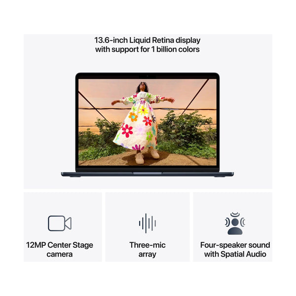 13-inch MacBook Air: Apple M5 chip with 10‑core CPU and 8‑core GPU, 16GB, 512GB SSD - Midnight