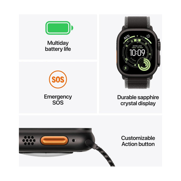 Apple Watch Ultra 3 GPS + Cellular 49mm Natural Titanium Case with Blue/Bright Blue Trail Loop - M/L