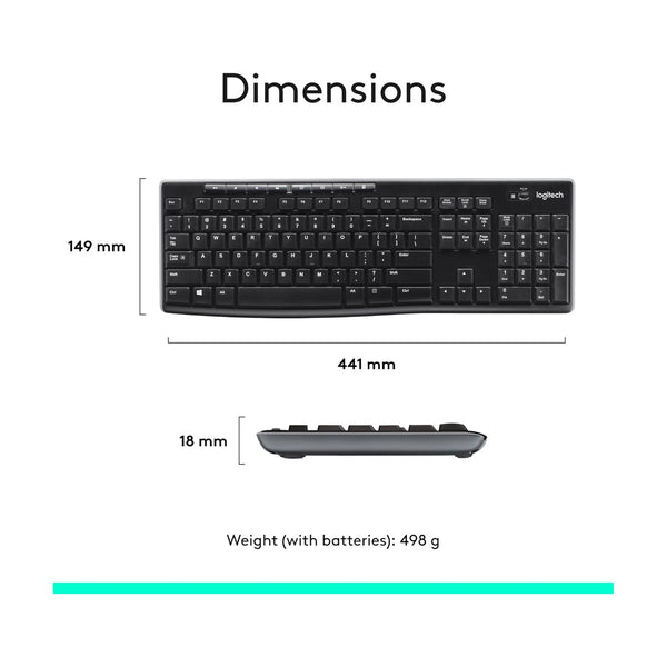 Logitech MK270 Wireless Keyboard and Mouse Combo (Black) - NEW