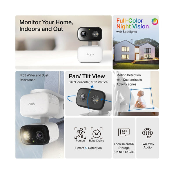 Tapo - Tapo C206 Indoor/Outdoor Pan/Tilt Security Wi-Fi Camera