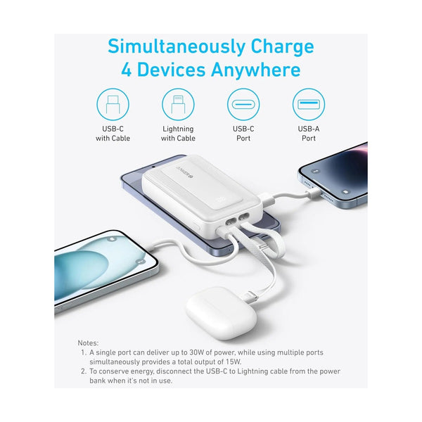 Anker Anker Zolo Power Bank (10K, 35W, Built-In Dual USB-C Cables Black