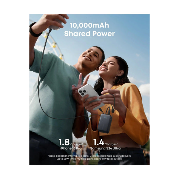 Anker - Nano Power Bank (10K, 45W, Built-In Retractable Usb-C Cable) Black