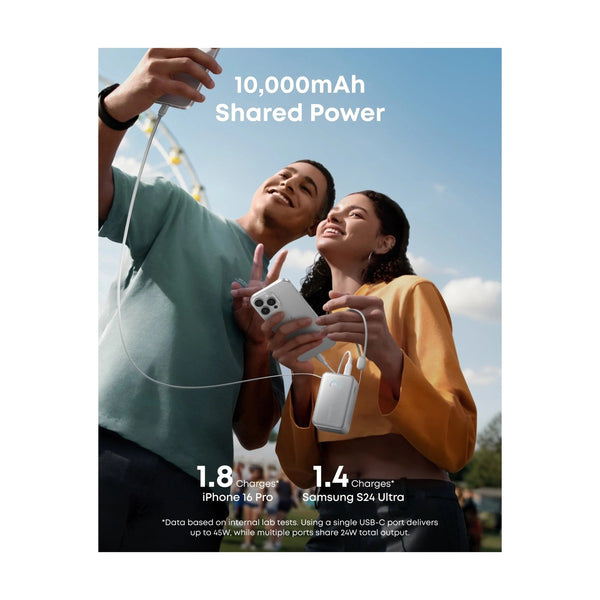Anker - Nano Power Bank (10K, 45W, Built-In Retractable Usb-C Cable) White