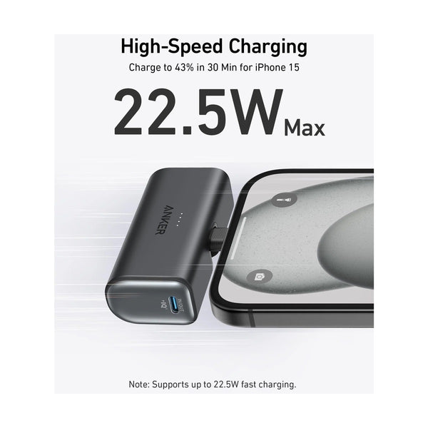 Anker - Nano Power Bank (22.5W, Built-In Usb-C Connector) Black