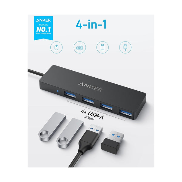 Anker - Usb C Hub 4 Ports, Multiple Usb 3.0 Hub With 5Gbps Data Transfer, Extender For Type C