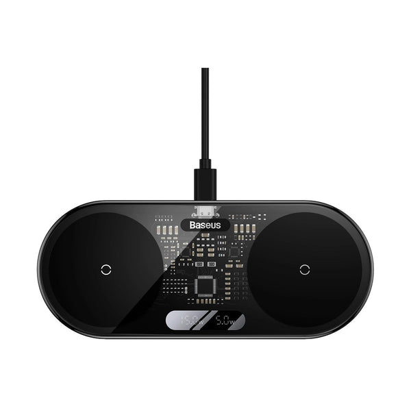 Baseus Digital Led Display 2In1 Wireless Charger 20W Black Universal Version