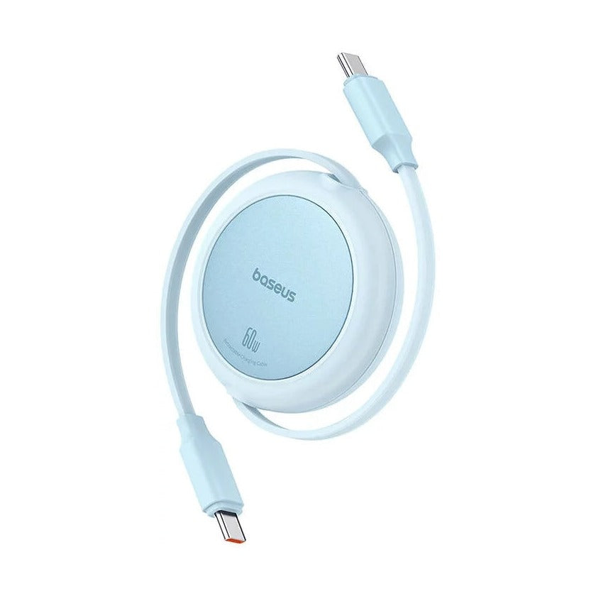 Baseus Free2Pull Mini كابل شحن USB-C إلى USB-C 60 واط 1 متر أزرق جالاكسي