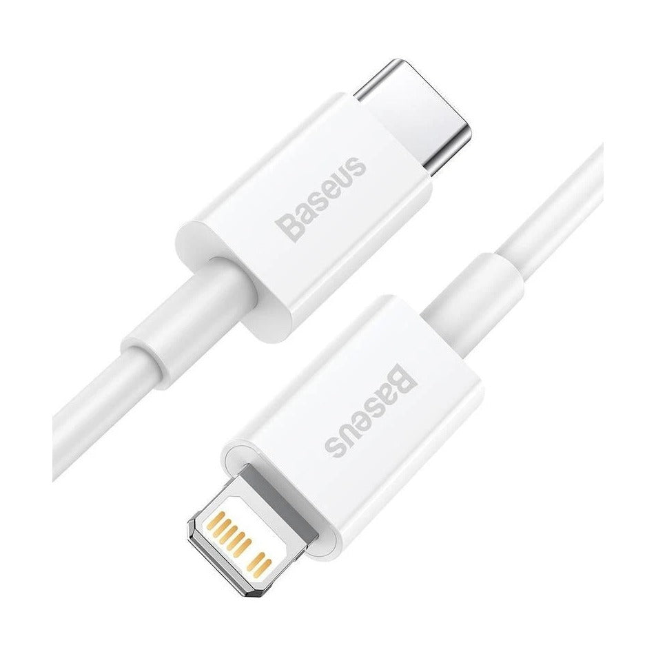 كابل Baseus Superior من USB-C إلى Lightning بقدرة 20 واط وطول 1.5 متر، لون أبيض - يدعم الشحن السريع PD