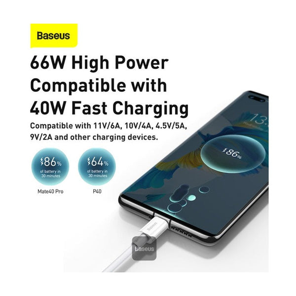 Baseus Superior Series Fast Charging Data Cable Usb To Type-C 66W 1M White