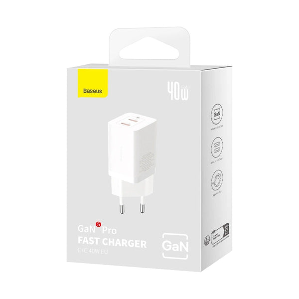 Baseus - Os-Baseus Gan5 Pro Fast Charger C+C 40W Eu White