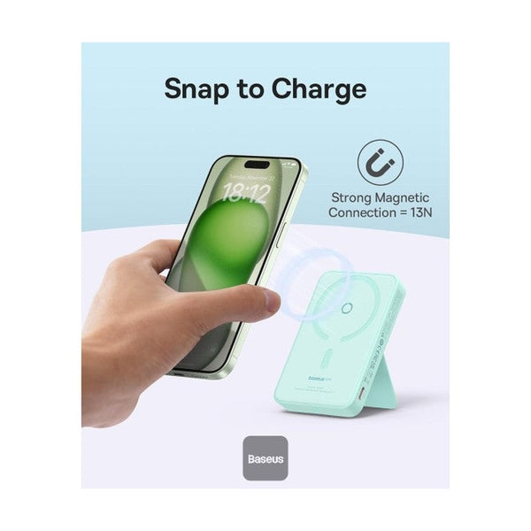 Baseus - Os-Baseus Magpro Magnetic Bracket Wireless Fast-Charging Power Bank 5000Mah 20W Peppermint Blue