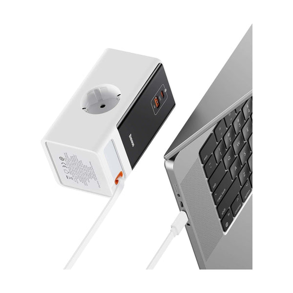 Baseus - Os-Baseus Powercombo Digital Powerstrip Retractable-C 65W Smart Version With 1.5M Power Cord Eu Glacier White