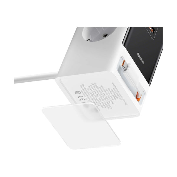 Baseus - Os-Baseus Powercombo Digital Powerstrip Retractable-C 65W Smart Version With 1.5M Power Cord Eu Glacier White