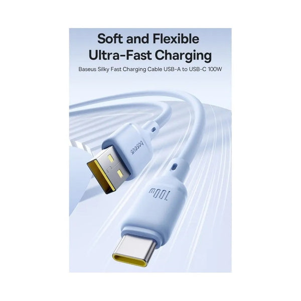 Baseus - Os-Baseus Silky Series Fast Charging Cable Type-C To Type-C 100W 2M Moon White