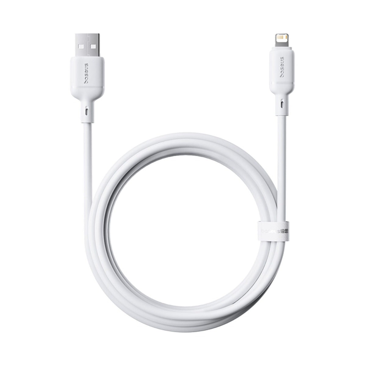 كابل Baseus Silky من USB إلى Lightning بقوة 2.4 أمبير وطول 2 متر، لون أبيض قمري - سيليكون