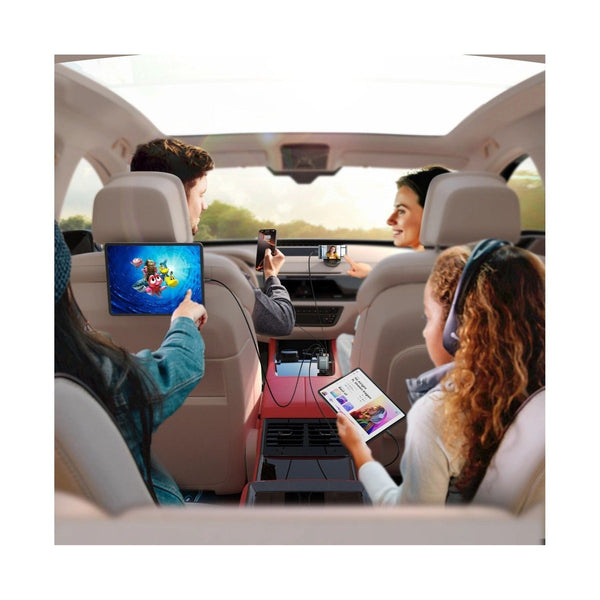 Car Charger JOYROOM 4 in 1 (with Retractable Cable USB-C + Lightning) 50W Dark Gray