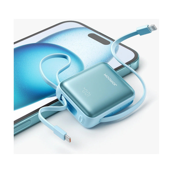 Joyroom JRPBF27 22.5W mini Power Bank with Dual Cables 10000m Ah-Blue （With USB to Type-C Cable 0.25m-Black