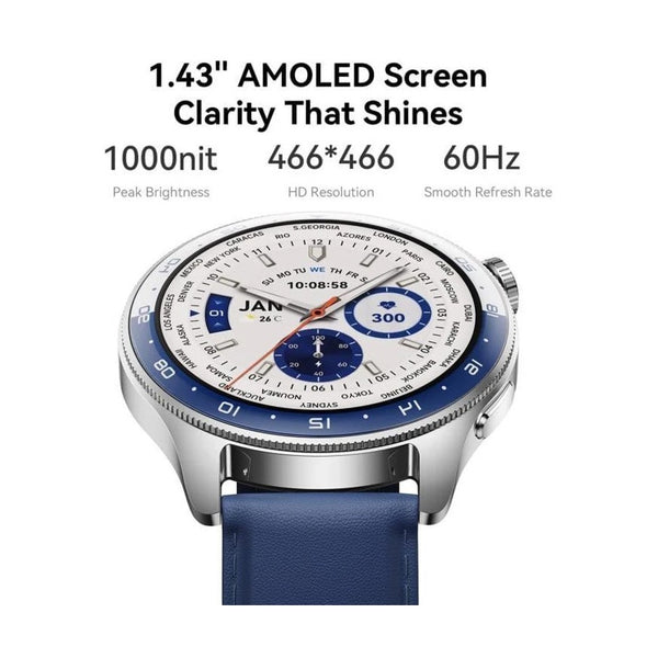 Joyroom Smart Watch, 1.43" AMOLED Display, Blue Leather Strap