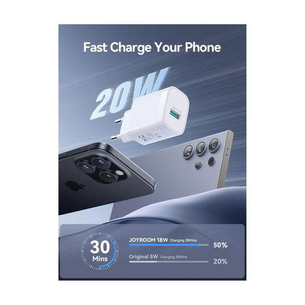 Joyroom Wall Charger with Cable USB to Type-C, 18Watts, White