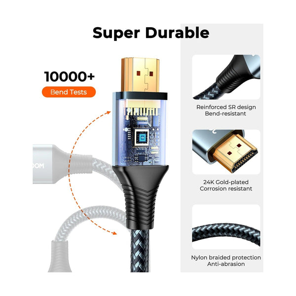 Joyroom SY-20H1 4K HDMI to HDMI Cable 2.0 High-Speed Nylon Braided 2M - Gray