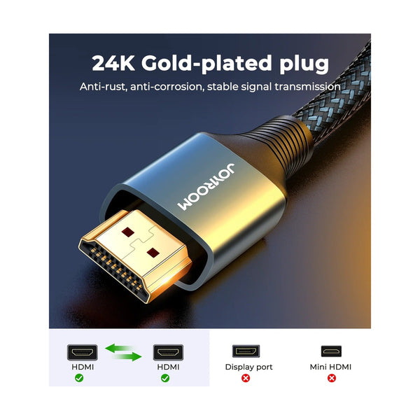 Joyroom SY-20H1 4K HDMI to HDMI Cable 2.0 High-Speed Nylon Braided 2M - Gray