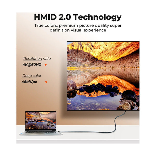 Joyroom SY-20H1 4K HDMI to HDMI Cable 2.0 High-Speed Nylon Braided 2M - Gray