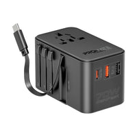 محول السفر Promate TripMate GaN70R - شاحن بقدرة 70 واط مع قابس قابل للسحب