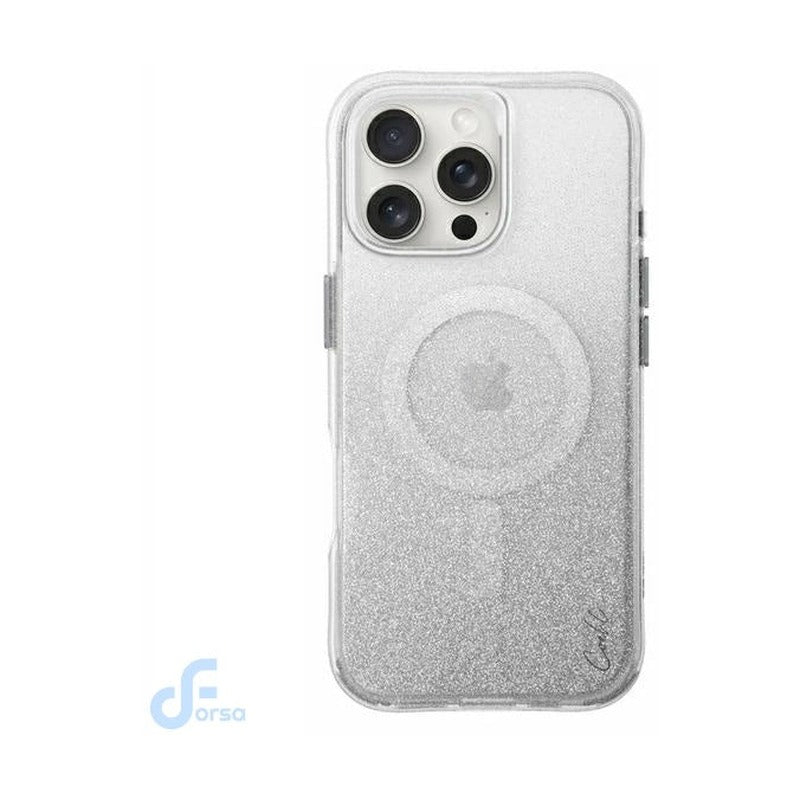 جراب UNIQ Coehl Lumino لهاتف iPhone 16 Pro مقاس 6.9 بوصة باللون الفضي المتلألئ - يدعم MagSafe