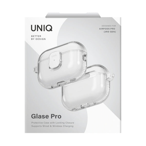 UNIQ GLASE PRO AIRPODS PRO 3RD GEN LOCK CASE - GLOSSY CLEAR
