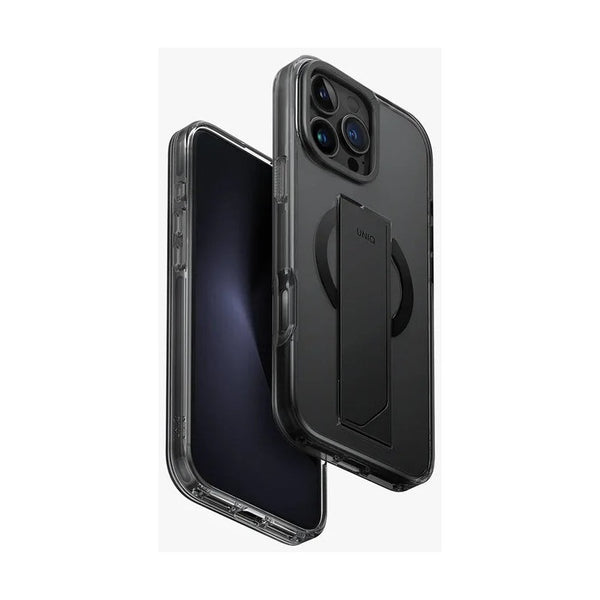 UNIQ HYBRID IPHONE 16 PRO (2024) 6.3 HELDRO MAX MAGCLICK WITH CAMERA STAND - VAPOUR (SMOKE)