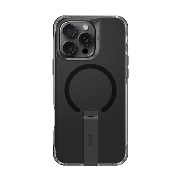 UNIQ HYBRID IPHONE 16 PRO (2024) 6.3 MAGCLICK CHARGING ELEVA WITH VERTICAL STAND - CARBON (BLACK)