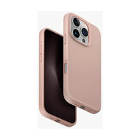 غطاء UNIQ Lino Hue لهاتف iPhone 16 Pro باللون الوردي الخجول - غطاء من السيليكون السائل