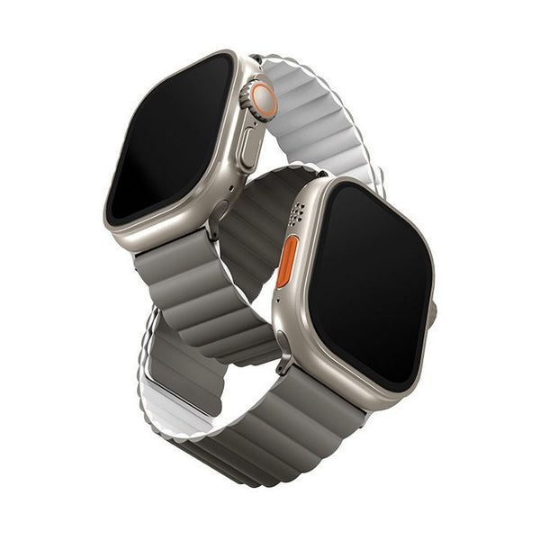 UNIQ REVIX REVERSIBLE MAGNETIC APPLE WATCH STRAP 49/45/44/42MM - ASH GREY/ DOVE WHITE