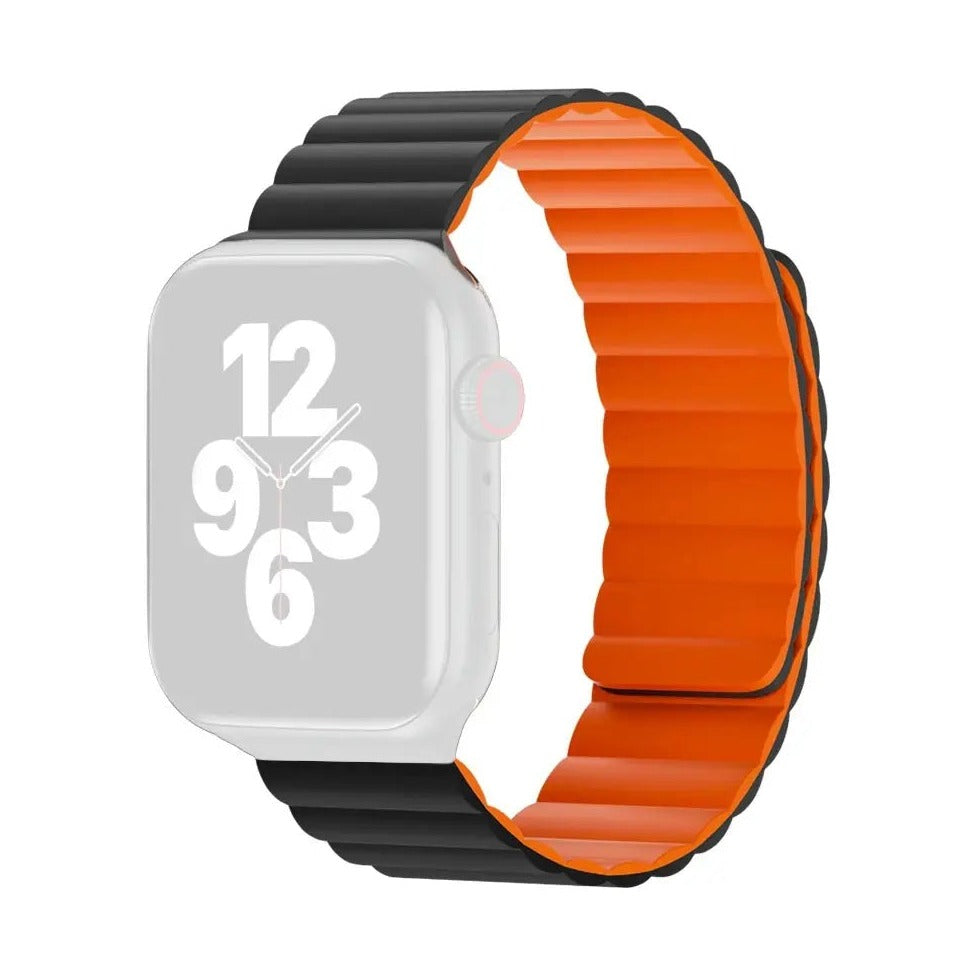 Wiwu - 42/44/45/49 Magnetic Silicone Watch Band Wi-Wb001 Black+Orange