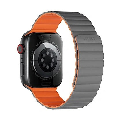 Wiwu - 42/44/45/49 Magnetic Silicone Watch Band Wi-Wb001 Grey+Orange