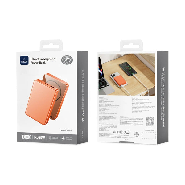 Wiwu - Thin Magnetic Power Bank 10000Mah, Orange