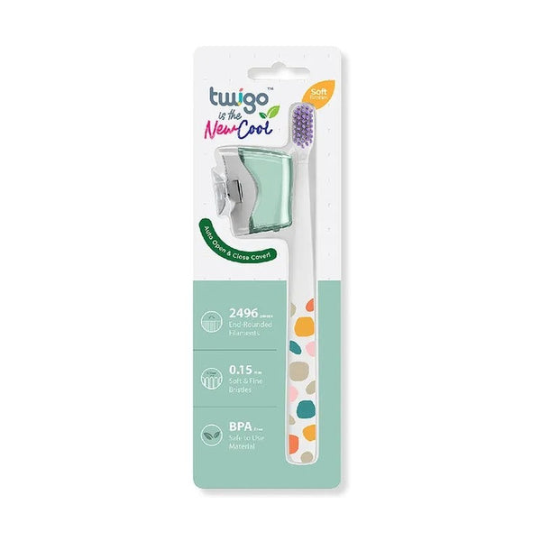 Flipper - Toothbrush Cover & Toothbrush Flp Twigo Adult Basic Combo Pack / Mountain Green