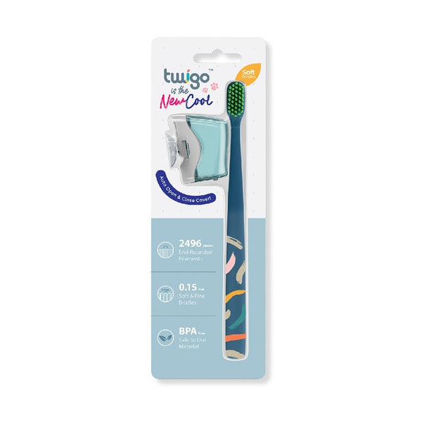 Flipper - Toothbrush Cover & Toothbrush Flp Twigo Adult Basic Combo Pack / Ocean Blue