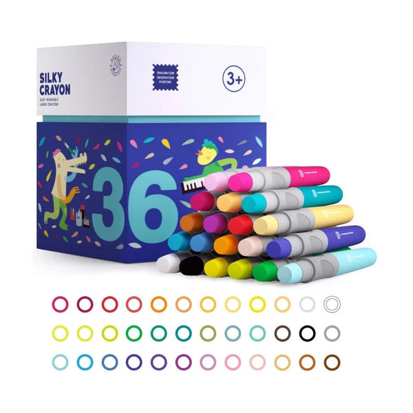 Mideer Silky Jumbo Crayons 36 Colors - Water-Soluble Art Set