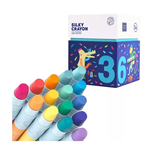 Mideer Silky Jumbo Crayons 36 Colors - Water-Soluble Art Set