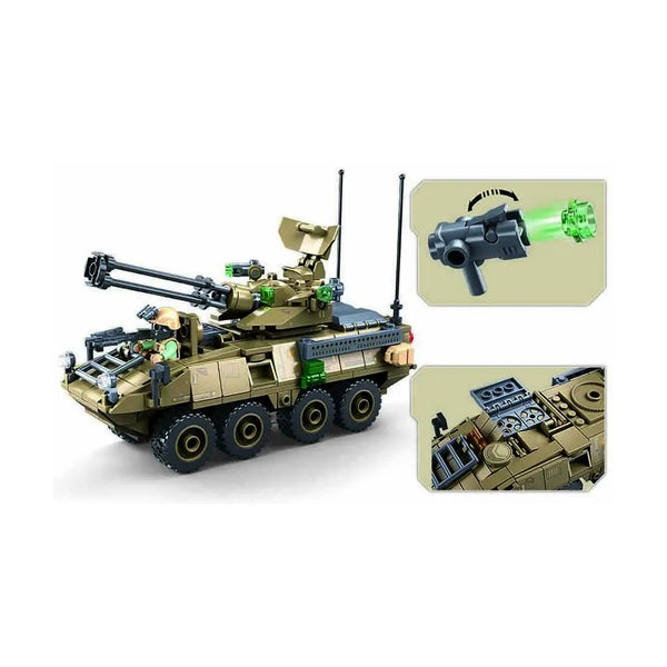 Sluban Army OEF Stryker ADS Air Defense Vehicle Brick Set, 320 Pieces, Ages 6+