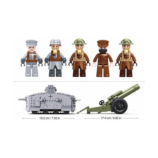 Sluban Army WWI A7V Tank Offensive Brick Building Set, 506 Pieces, Ages 6+
