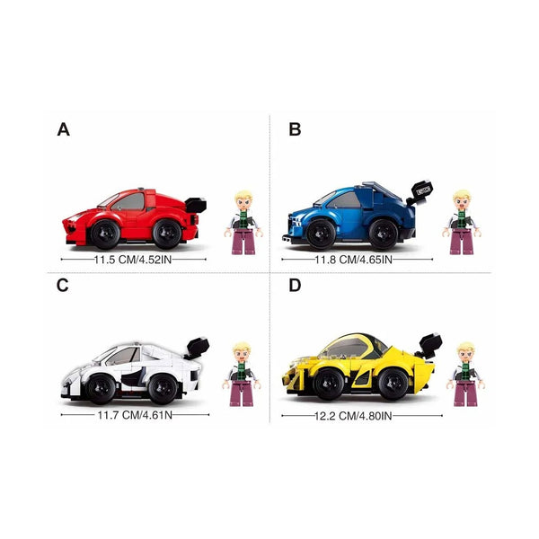 Sluban Mcar Hell of Flush Supercar 4 Types - Mini Brick Pack