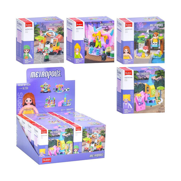 Sluban Metropolis Girl Minifigures 4 Types 8 Boxes - Display Pack