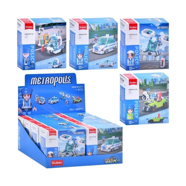 Sluban Metropolis Patrol Minifigures 4 Types - City Brick Figures