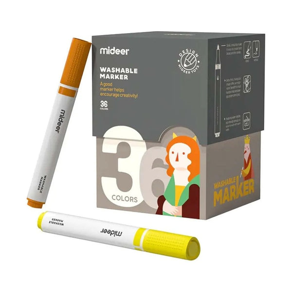 Mideer Washable Markers Small Tip 36 Colors - Non-Toxic Art Set